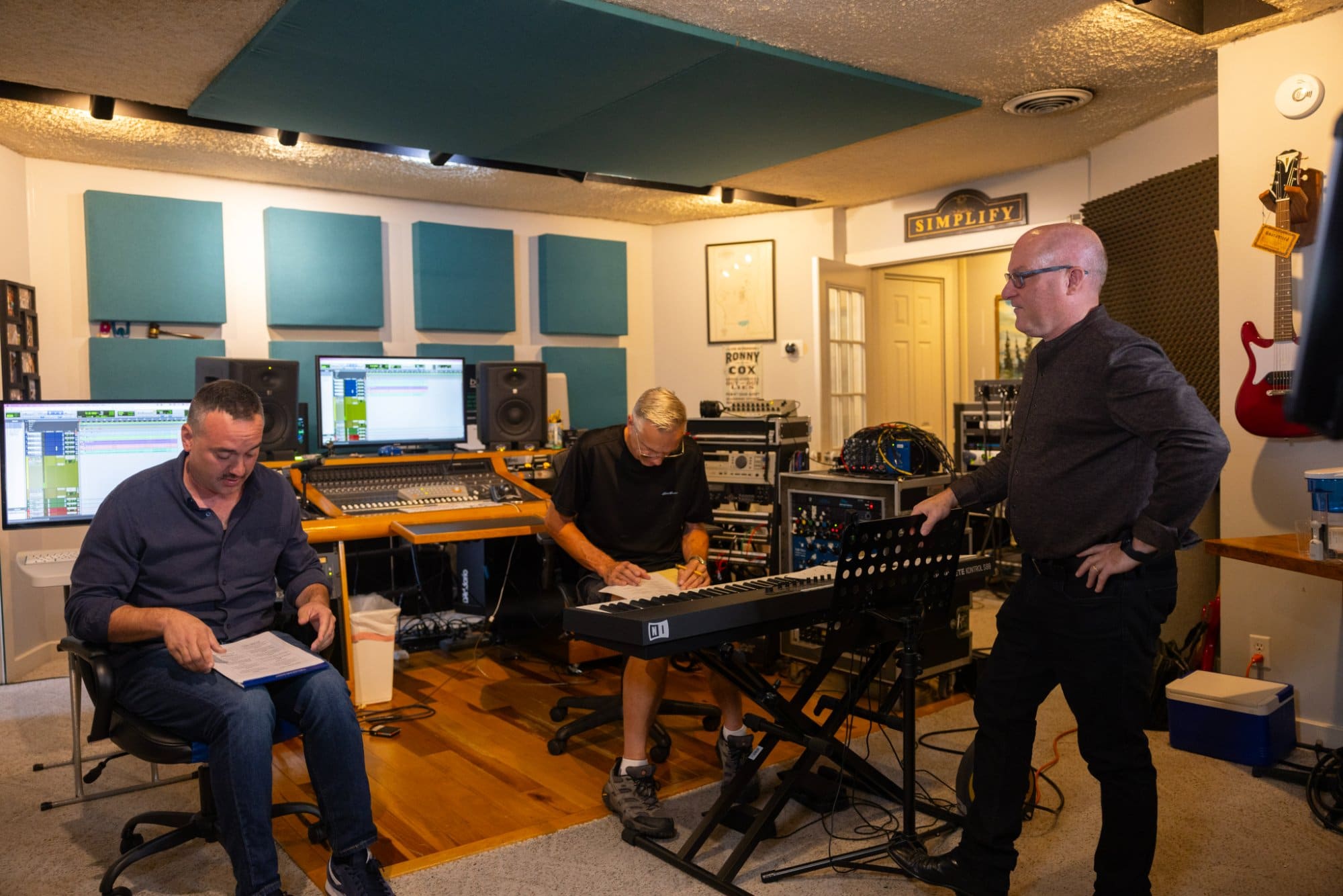 Studio musicians recording the Fire In The Hole score