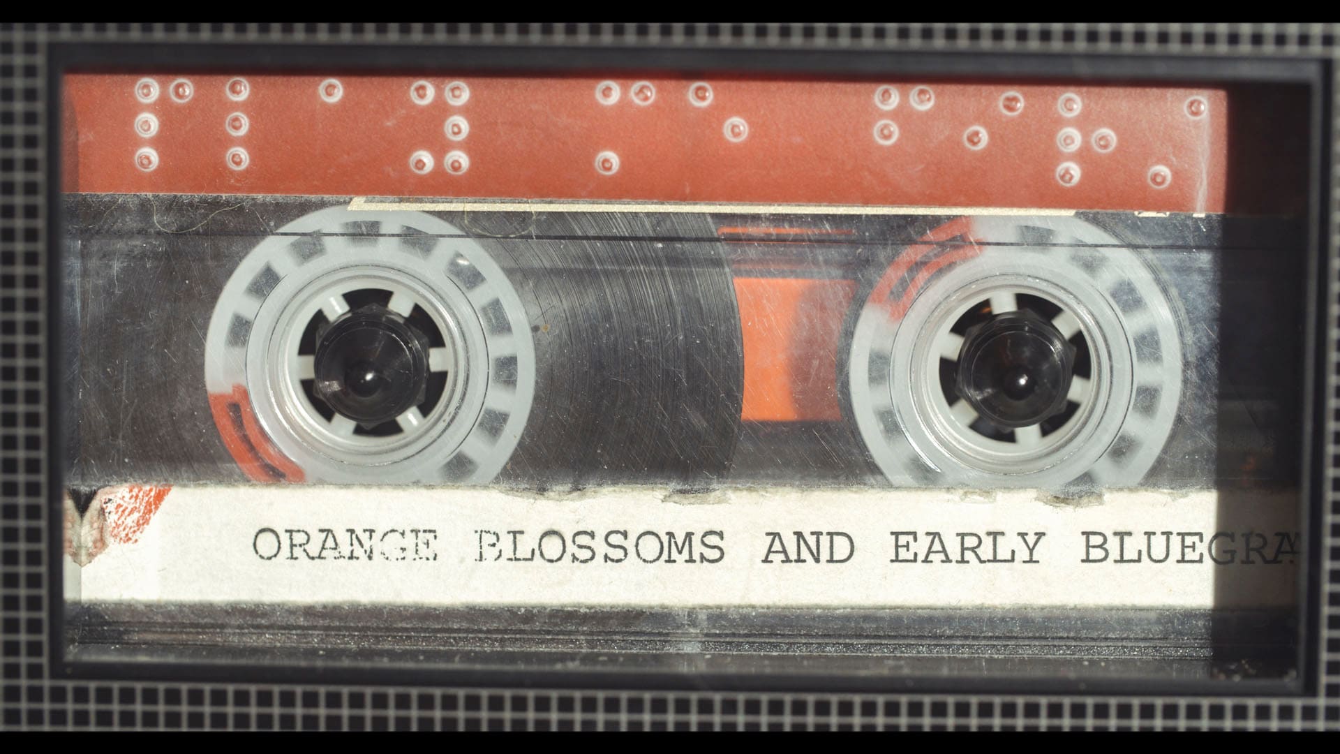 Vintage cassette tape detail from the archival research